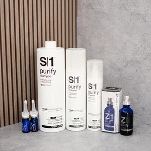 1| Purify - o linie detoxifiantă cu zinc și uleiuri esențiale pentru curățarea în profunzime a scalpului și a dermului