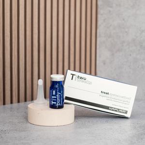 T1 Purify Pre - Fiole - curățare intensivă a dermului și scalpului și activarea microcirculației cu uleiuri esențiale de eucalipt, rozmarin, salvie și pin, 4 fiole a câte 8 ml.