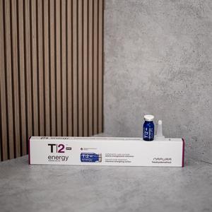T2 Energy™ Post - Fiole pentru întărirea rădăcinii părului cu proteine din grâu, pantenol și uleiuri esențiale, 12 fiole
