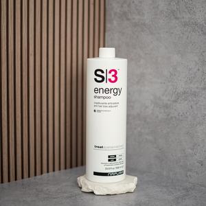 S3 Energy - Șampon anti-cădere pentru scalp gras cu biotină, zinc PCA și proteine din grâu, 1000 ml