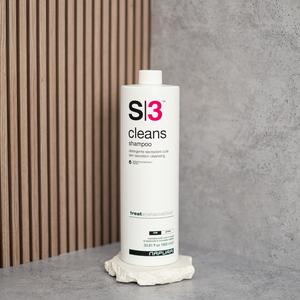 S3 Cleans - Șampon purificator pentru scalp gras cu hamamelis, melisă și zinc PCA, 1000 ml